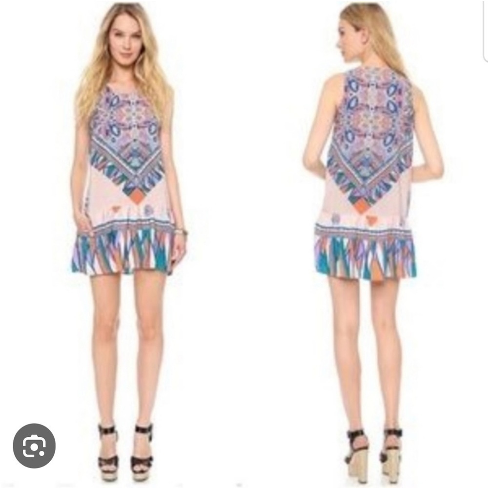 Lovers + Friends Pink Pasiley Drop Waist Dress